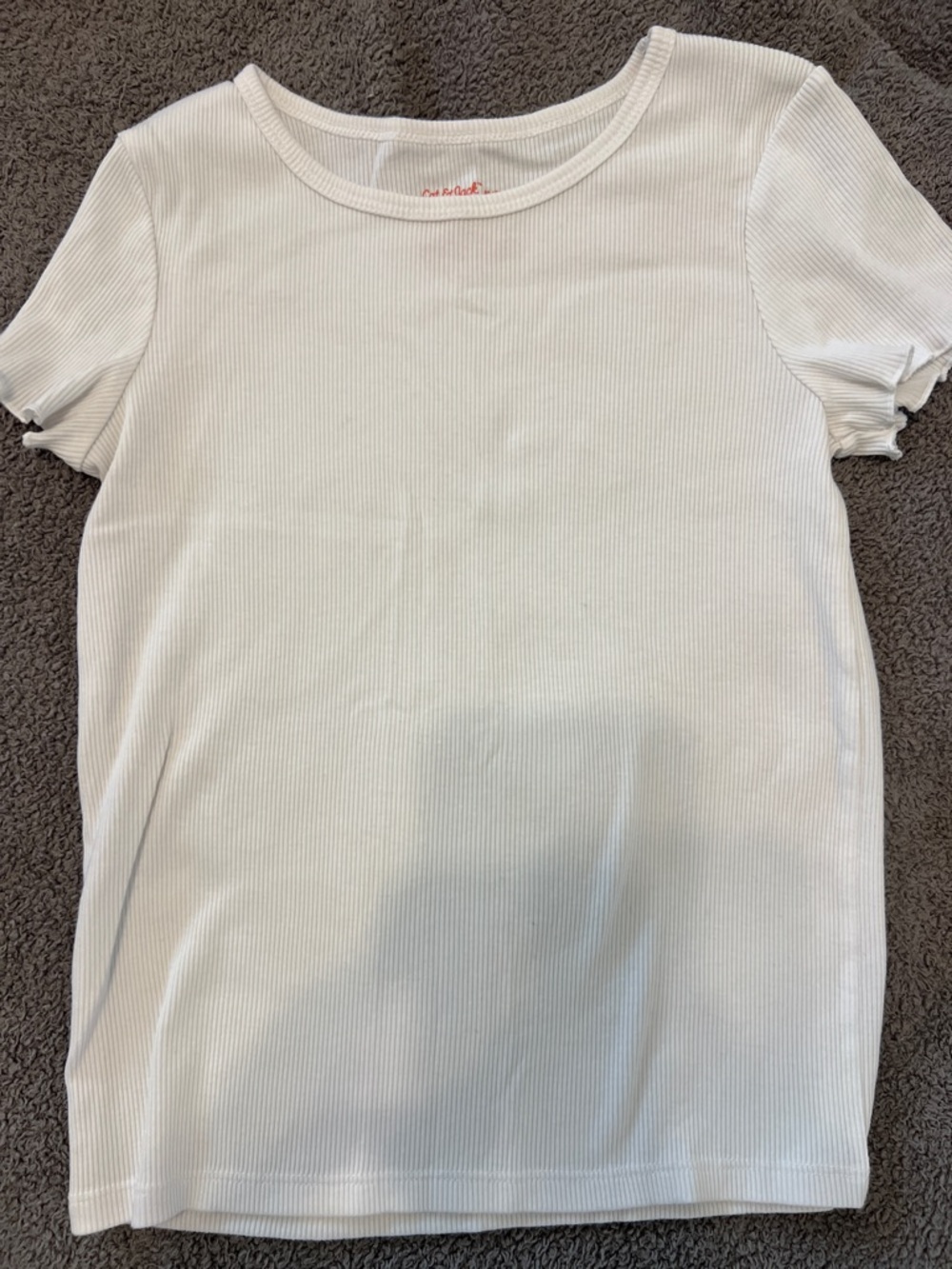 Girls' White Ribbed Short Sleeve Tee